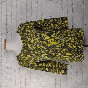 Nally & Millie Yellow Gray Sweater 3/4 Sleeves Small S Light Weight